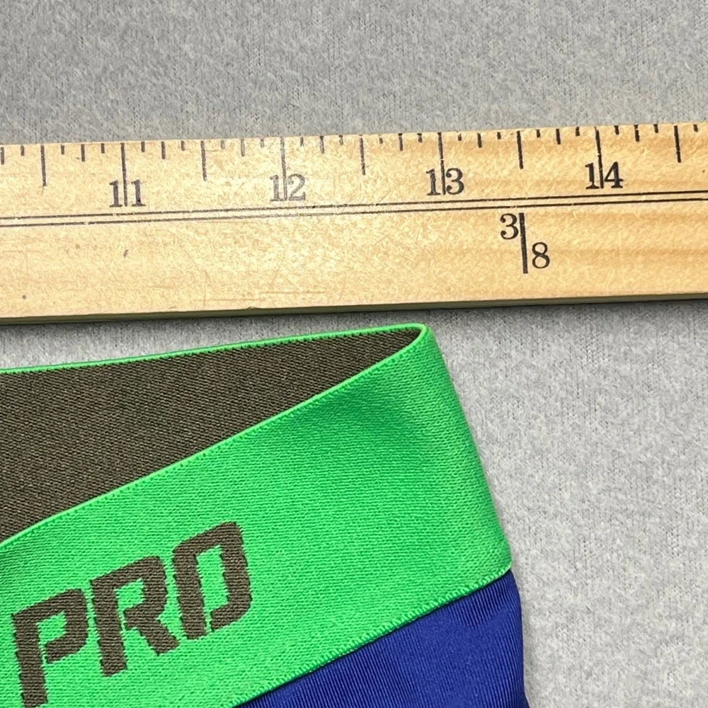 Nike Pro‎ Womens Compression Capri Leggings Blue Neon Green Waistband Size M